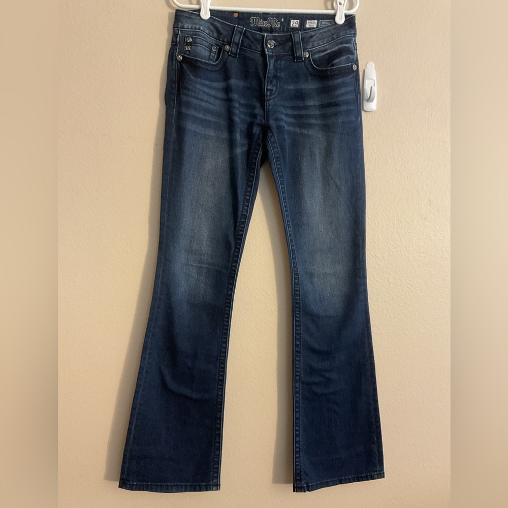 Miss Me Signature Bootcut Dark Denim Jeans/ the M embroidered on‎ back pockets
